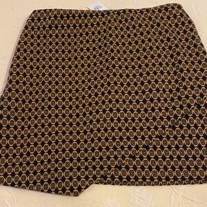 CAbi Black and Gold Geometric Women's Skirt, new, stretchy waistband
